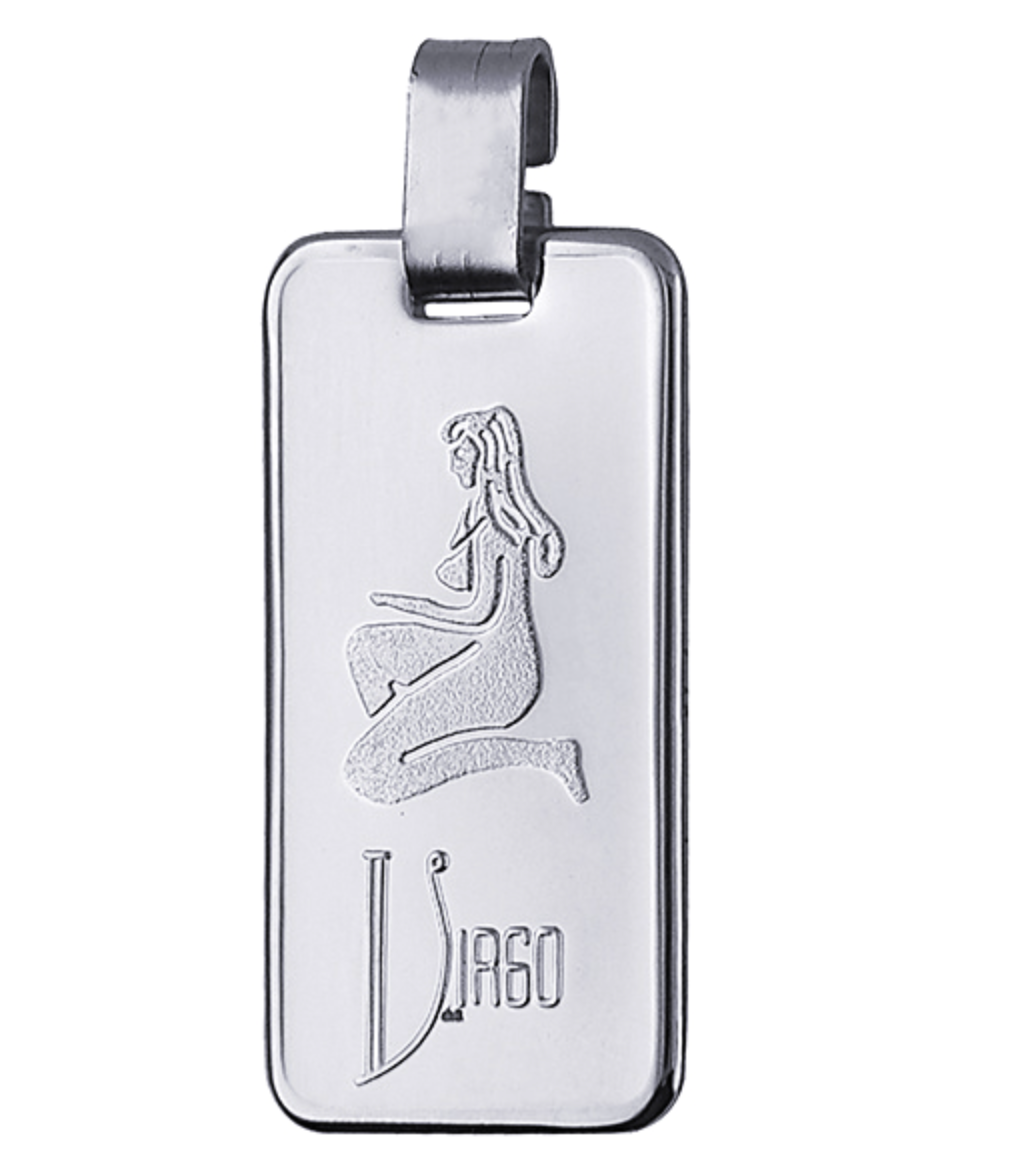 Genuine Large Fine Silver 4GZ Rectangle Zodiac Pendant - All star signs available