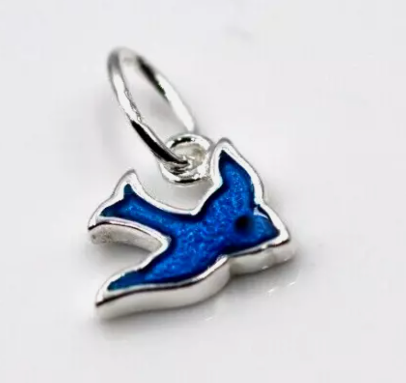 Genuine Sterling Silver 925 Enamel Blue Bird Pendant / Charm