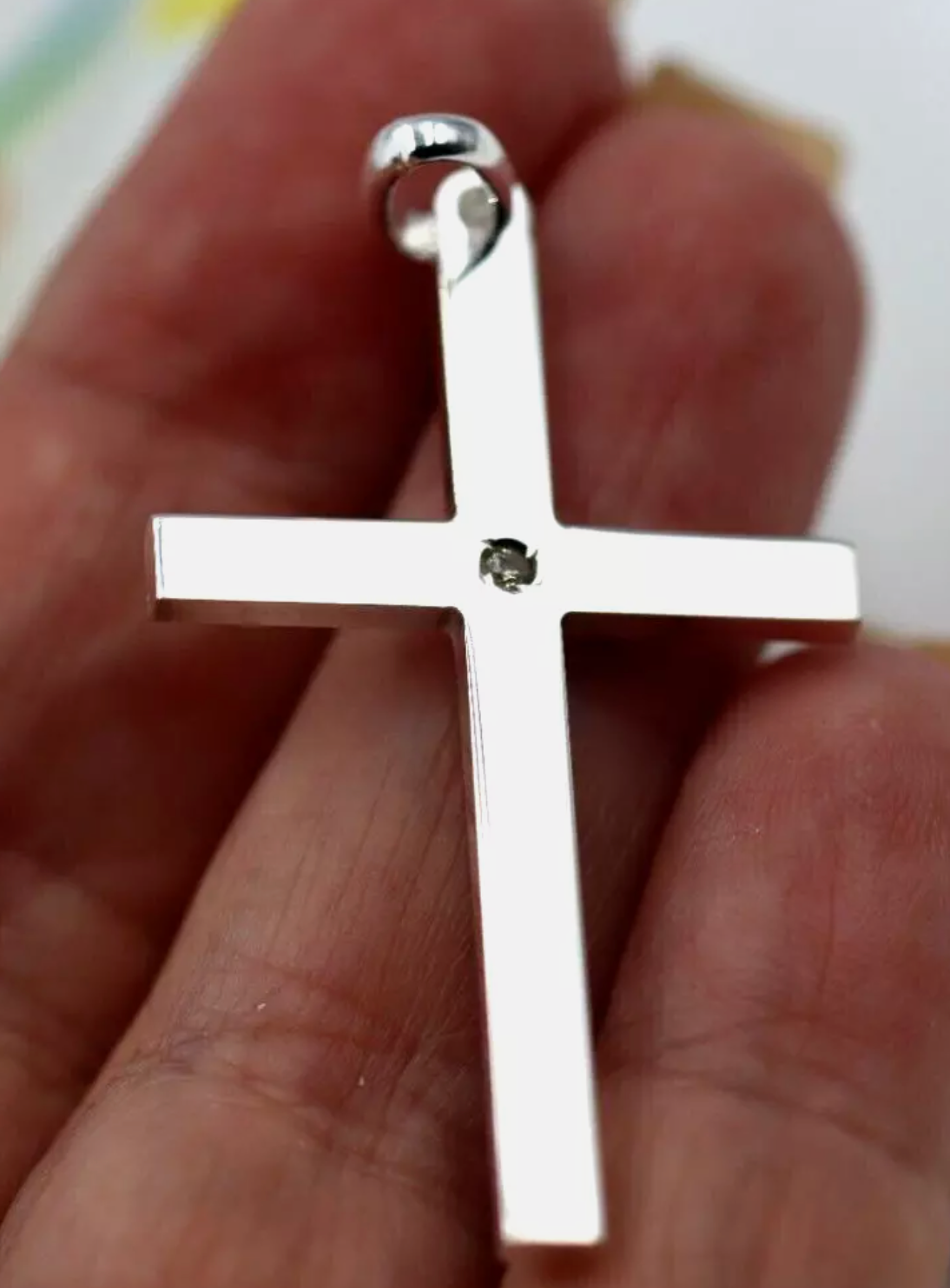 Genuine Sterling Silver 925 Solid CZ Large Cross Pendant / Charm