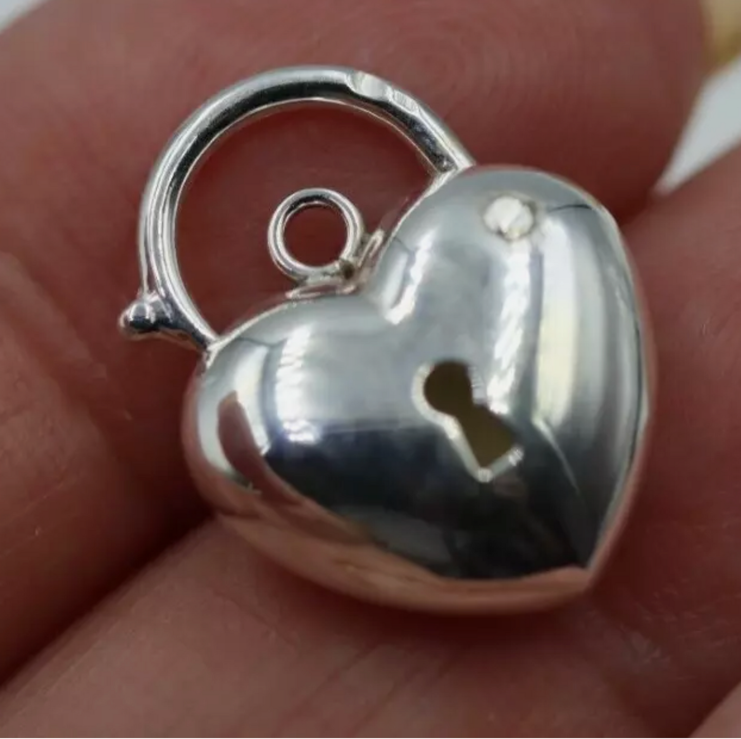 Sterling Silver 925 Bubble Heart Padlock Pendant 15mm X 19mm