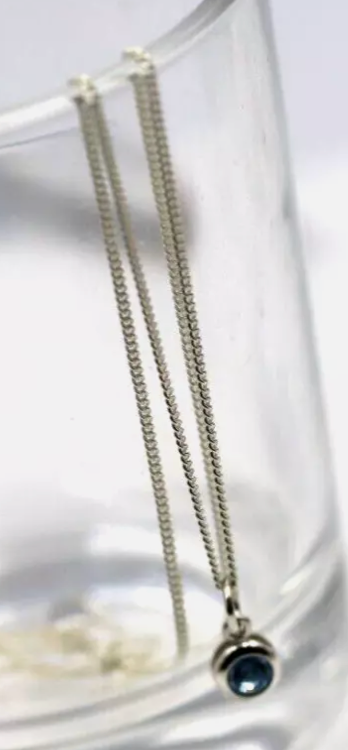 Sterling Silver 925 Charm Birthstone Crystal, MARCH + Necklace Chain