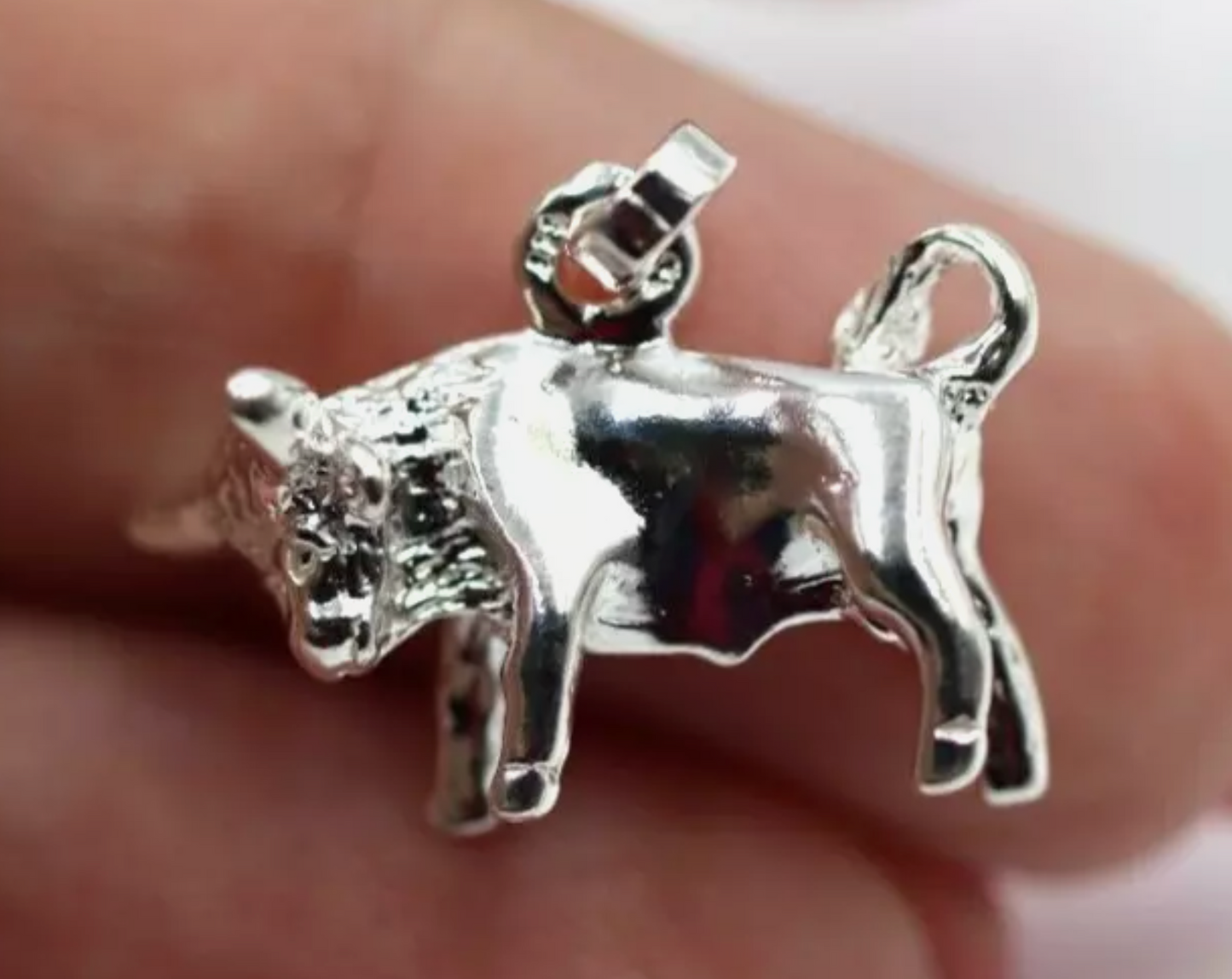 Genuine Sterling Silver 925 Taurus Zodiac Bull Charm / Pendant
