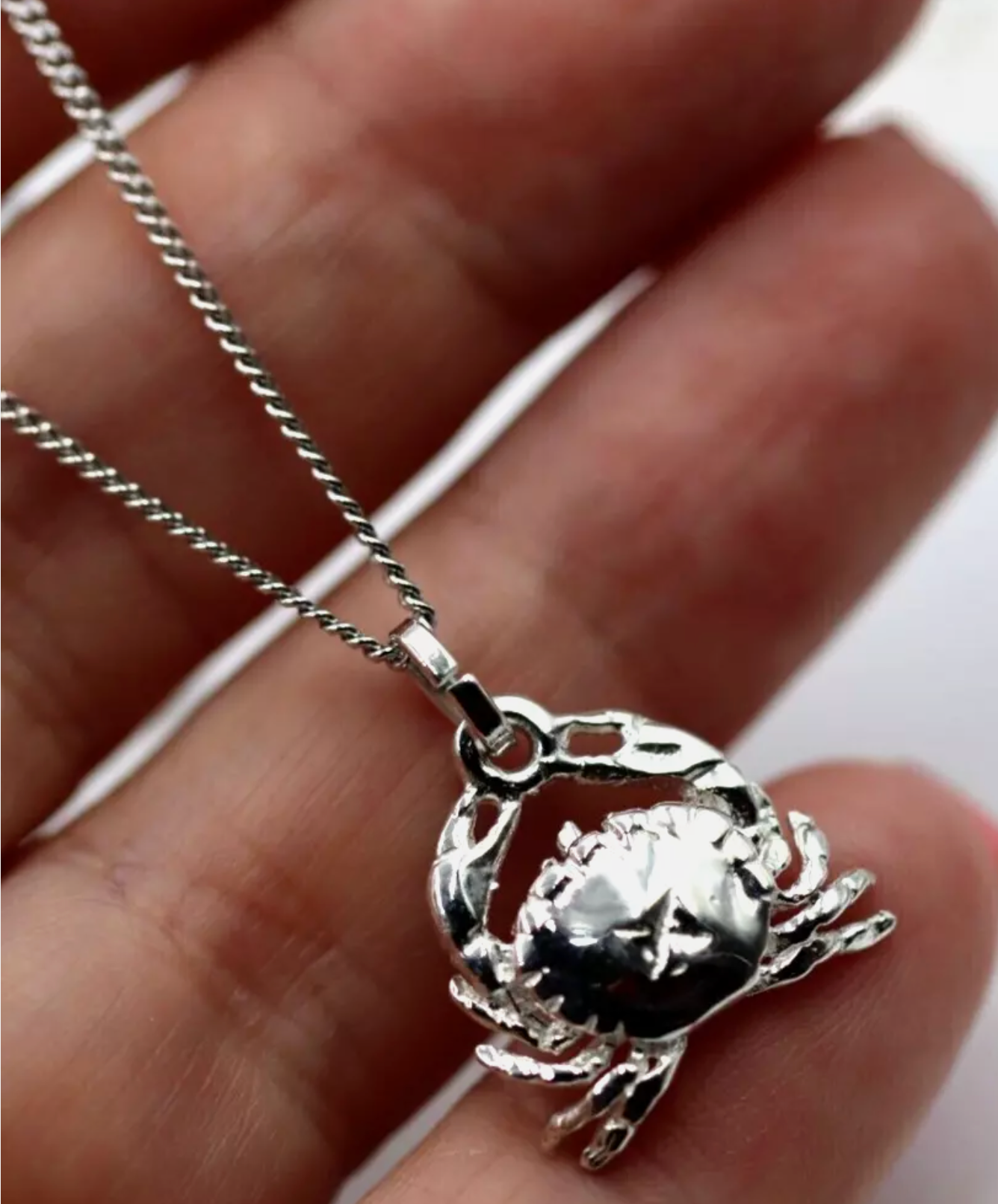 Sterling Silver 925 Solid Crab Cancer Zodiac Pendant + Necklace Chain
