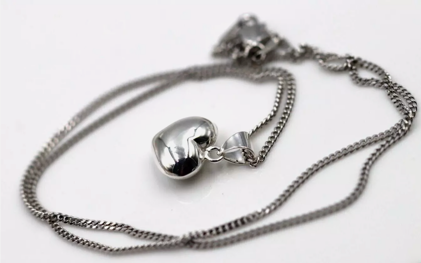 Sterling Silver 925 Small Puffy Bubble Heart Pendant + 45cm Necklace
