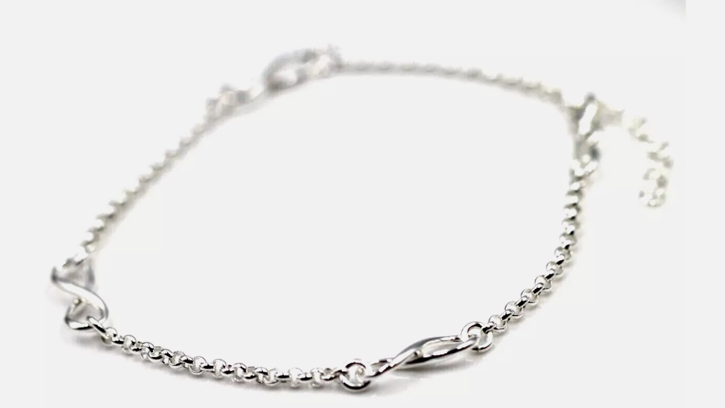 Sterling Silver 925 Infinity Belcher Anklet 23cm Chain + 3cm Extender