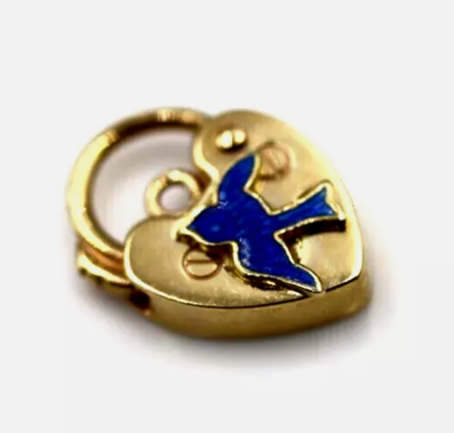 Small 10mm x 14mm 9ct 9k Yellow Gold Heart Pendant Padlock Bluebird