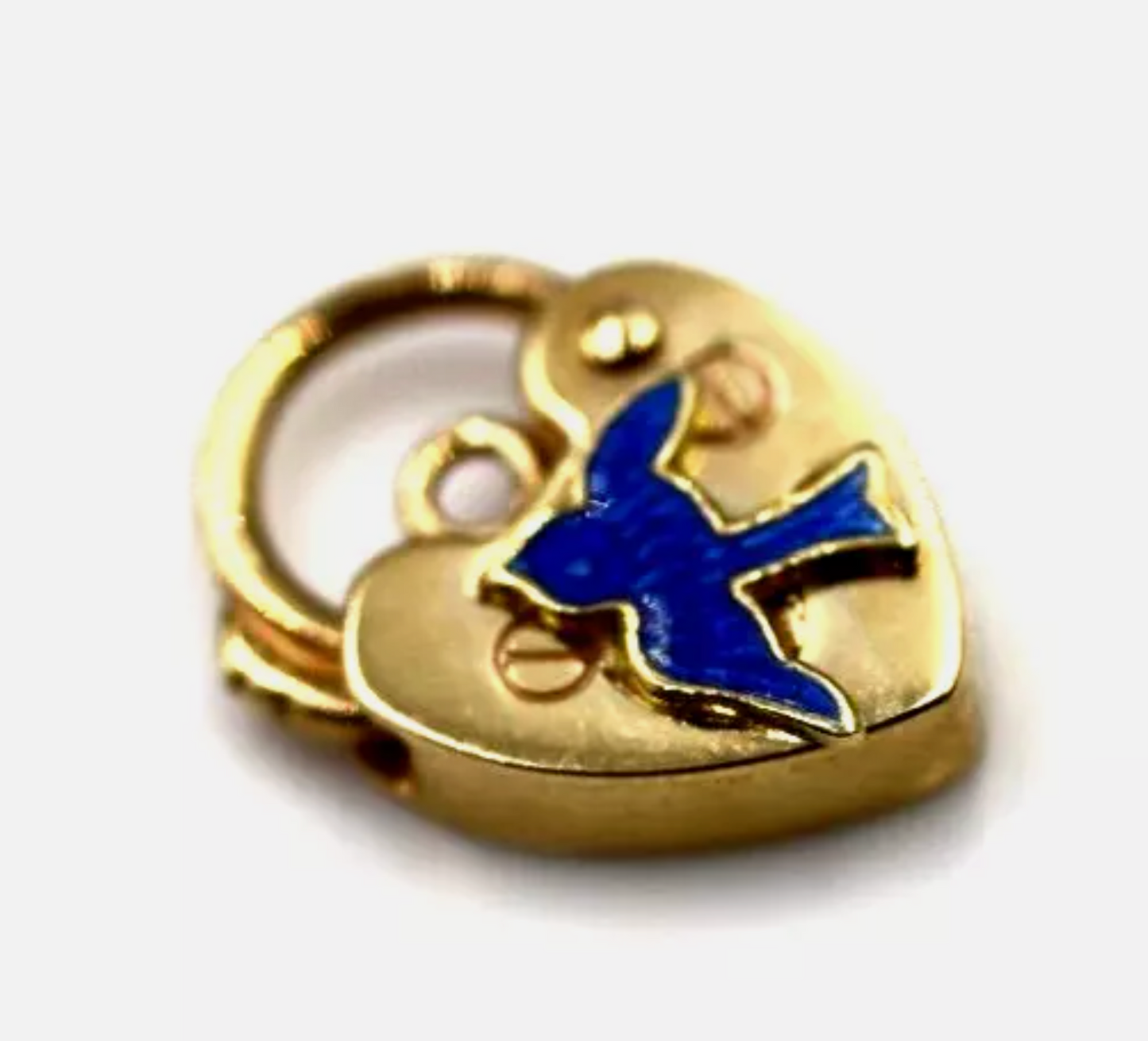 Small 10mm x 14mm 9ct 9k Yellow Gold Heart Pendant Padlock Bluebird