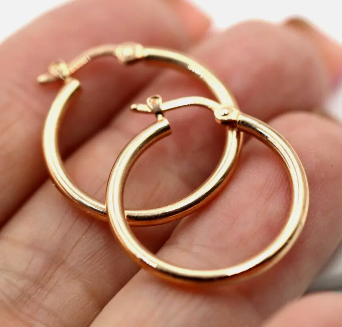 Kaedesigns Genuine 9ct Solid Rose Gold Hollow Hoop Huggies Earrings