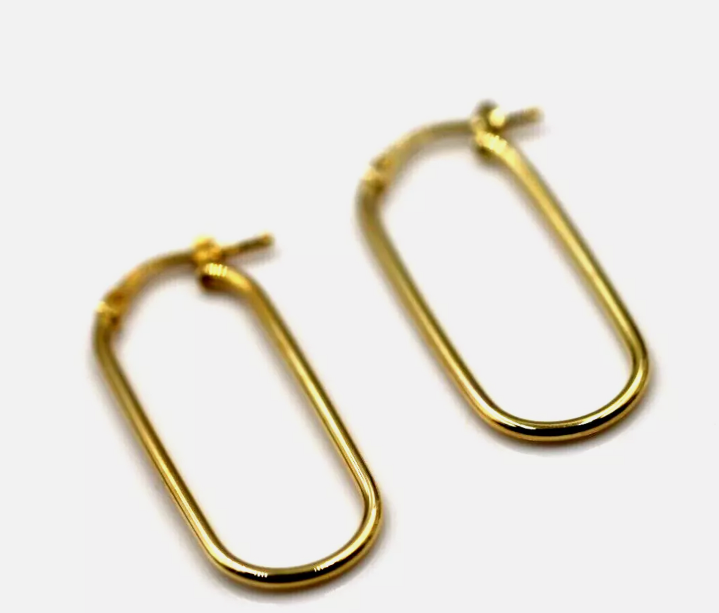 Genuine 9ct 9K 375 Yellow Gold Fine Long Oval Hoops Earrings