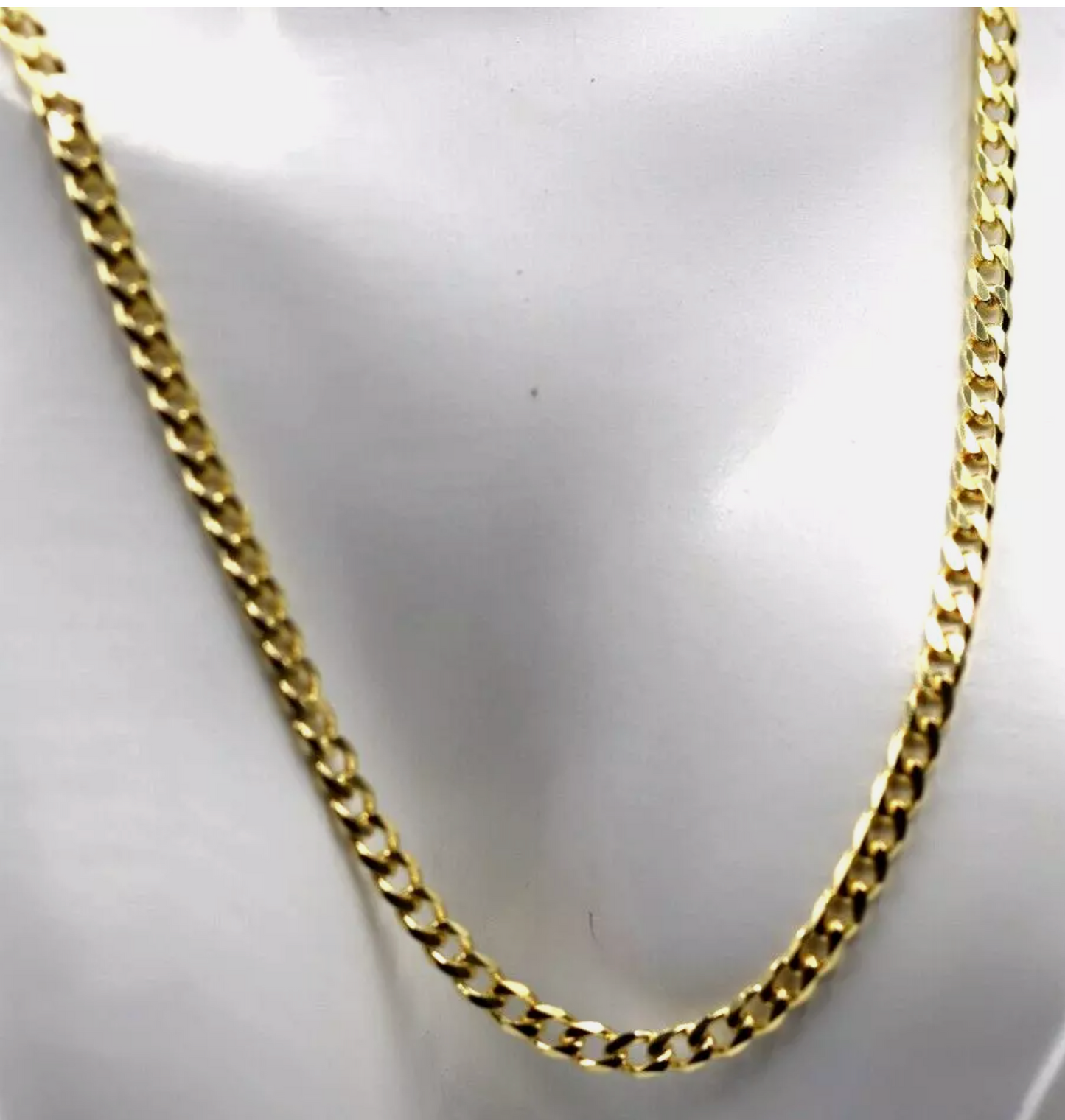 Sterling Silver 925 Yellow Gold Plated Bevelled Curb Chain 50cm Necklace