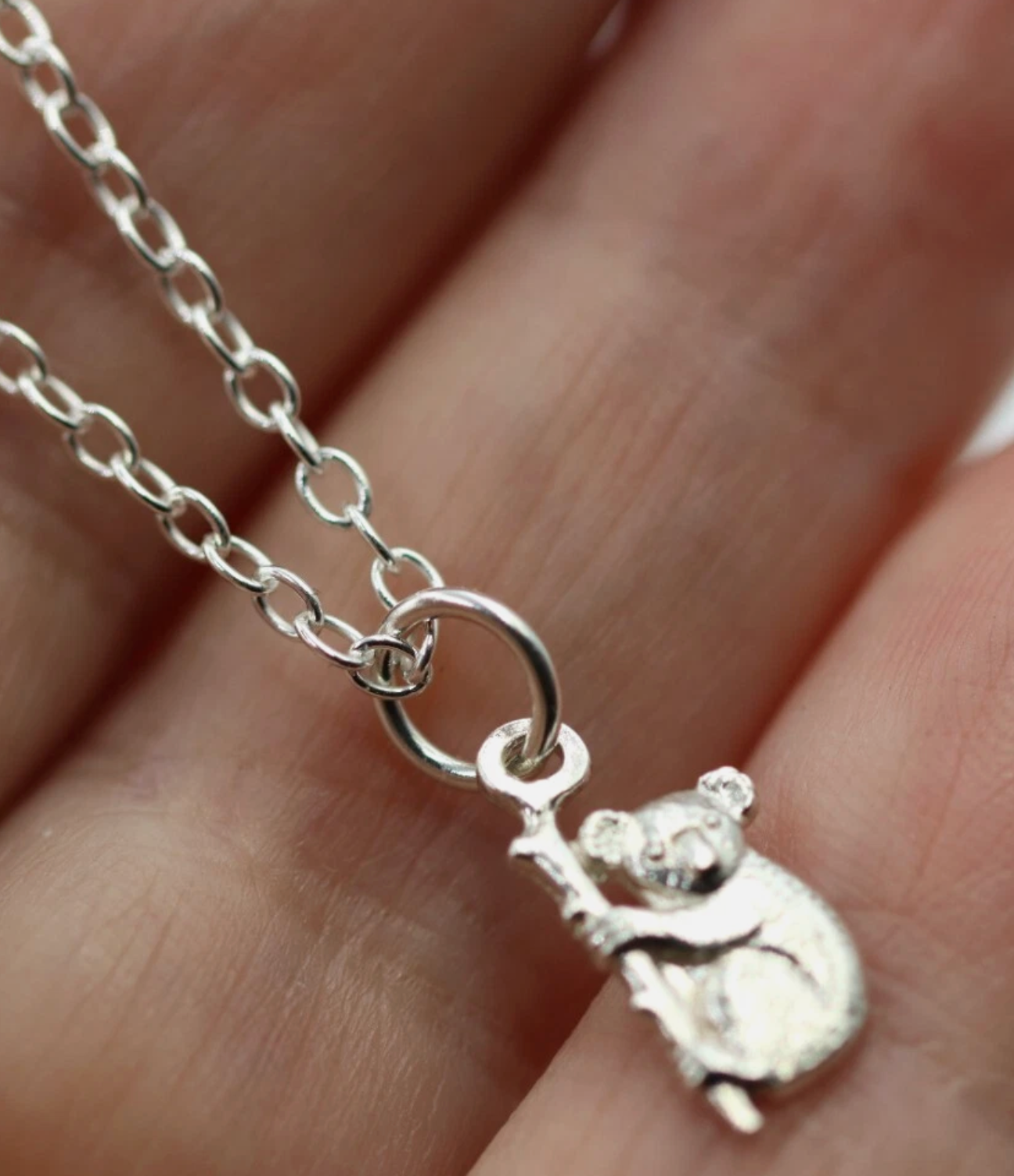 Sterling Silver 925 Koala Pendant Charm + 45cm Necklace Chain