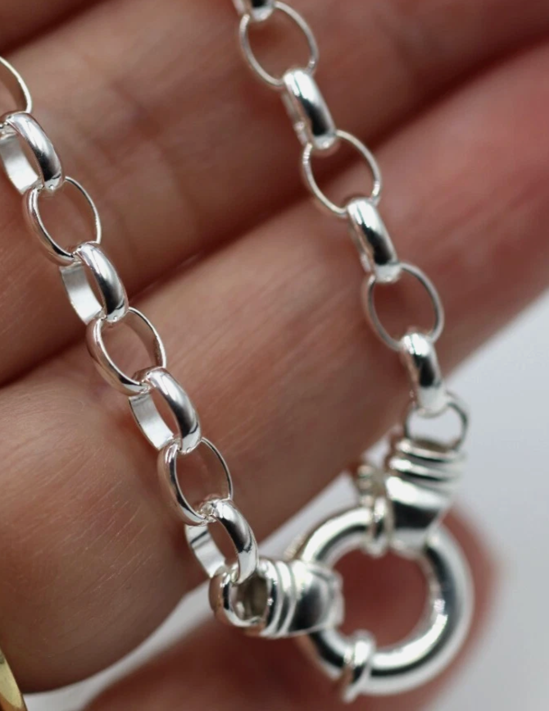 Genuine Sterling Silver 925 Oval Belcher Necklace Chain 45cm 15.9g