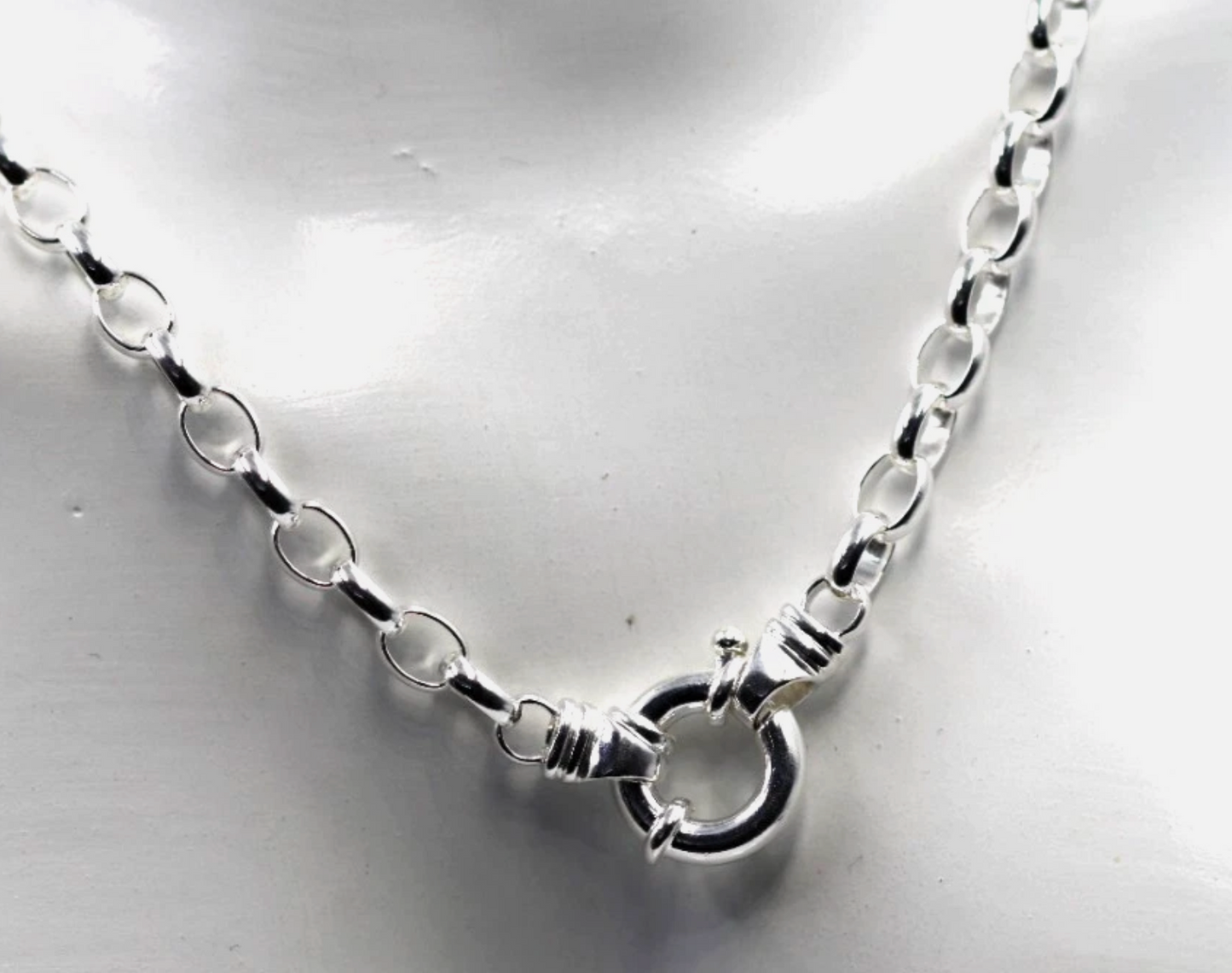 Genuine Sterling Silver 925 Oval Belcher Necklace Chain 45cm 15.9g
