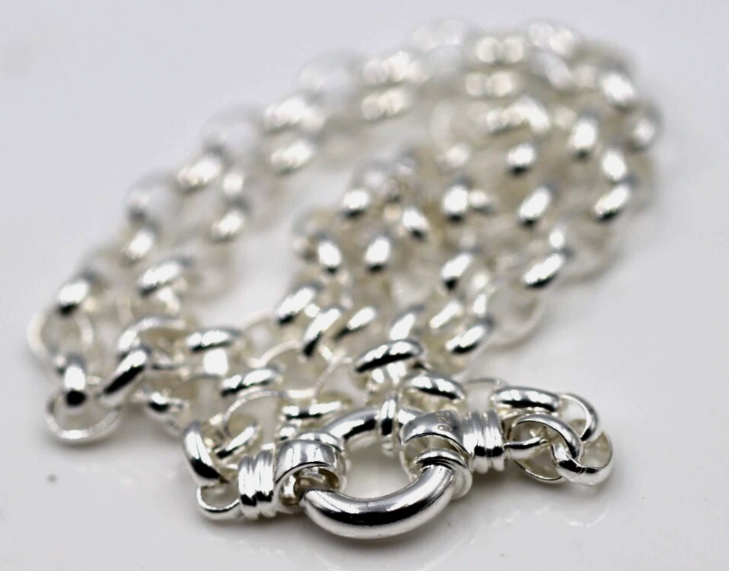 Genuine Sterling Silver 925 Oval Belcher Necklace Chain 45cm 15.9g