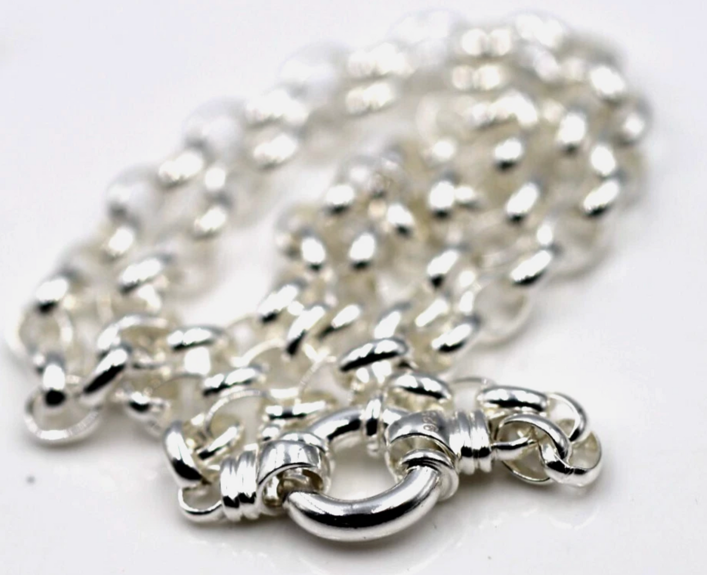 Genuine Sterling Silver 925 Oval Belcher Necklace Chain 45cm 15.9g