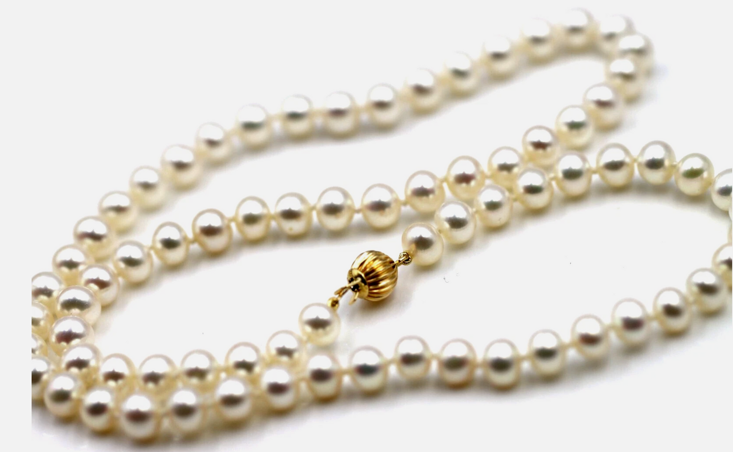 Genuine 14ct Yellow Gold Freshwater 6.5mm Pearl Necklace Chain 50cm
