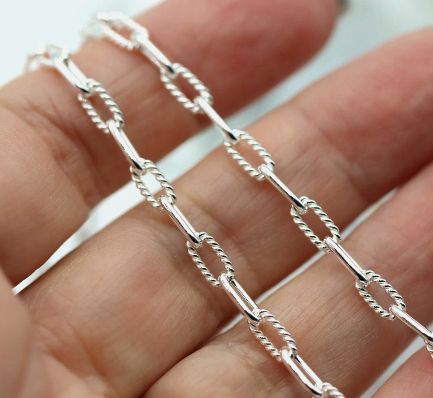 Sterling Silver 925 Fancy Paperclip Links Heart Chain Necklace 48cm or 58cm