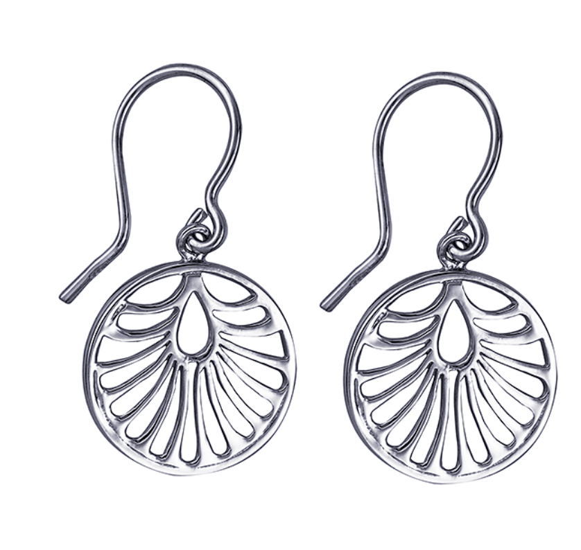 Genuine 925 Sterling Silver Circular Cut Out Ear-wires Hook Earrings