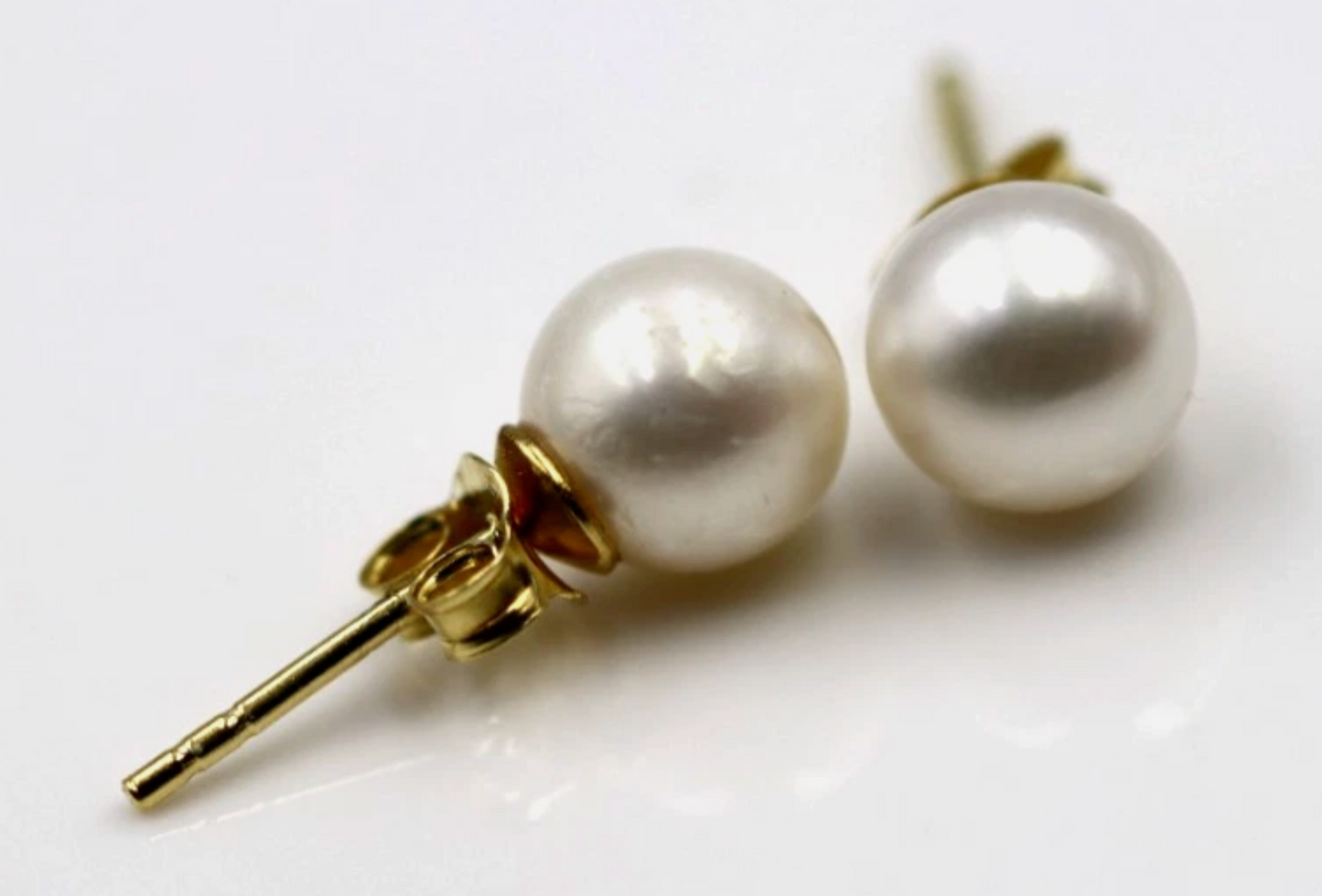 Sterling Silver 925 Gold Plated 7mm Freshwater Pearl Stud Earrings