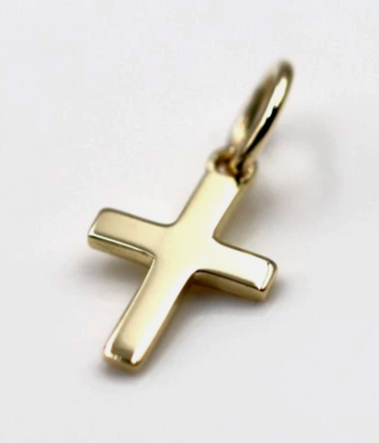 Genuine 9ct 9kt Genuine Tiny Very Small Plain Yellow, Rose or White Gold Cross Pendant Charm
