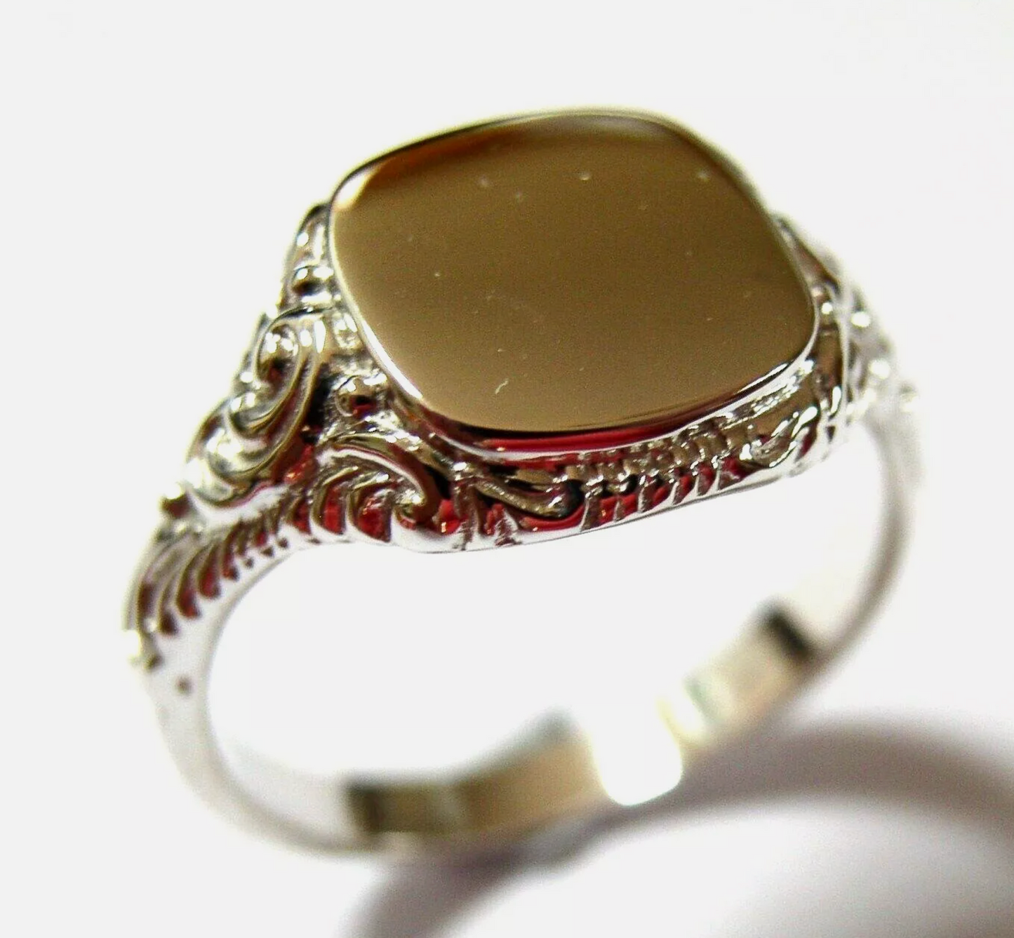 Genuine Solid Sterling Silver Square Engraved Signet Ring - Choose your size