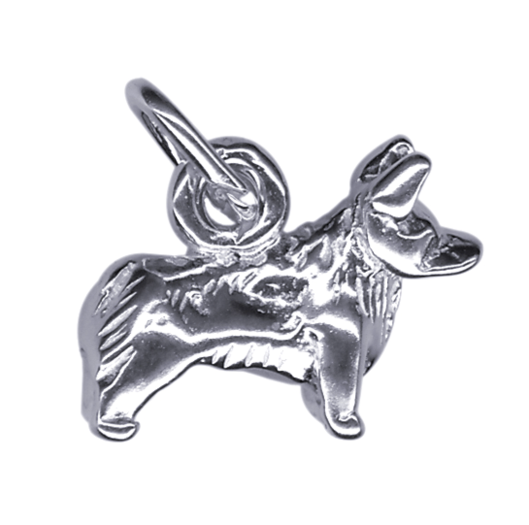 3D Genuine Sterling Silver 925 or 9ct Yellow Gold Corgi Dog Charm / Pendant