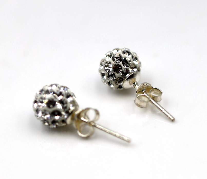 Sterling Silver 925 Cubic Zirconia 8mm Ball Earrings