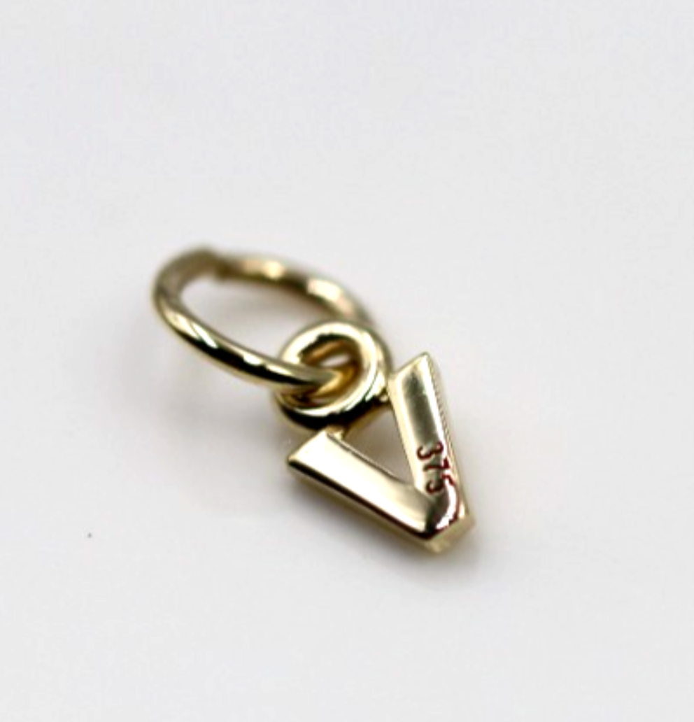 Genuine 9ct 9k 375 Genuine Tiny Very Small Yellow, Rose or White Gold Initial Pendant Charm V