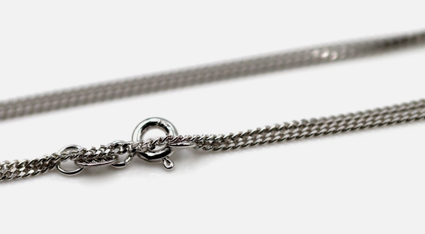 Genuine 9ct 9k 375 White Gold Diamond Cut Curb Necklace / Chain 2.5grams 40cm