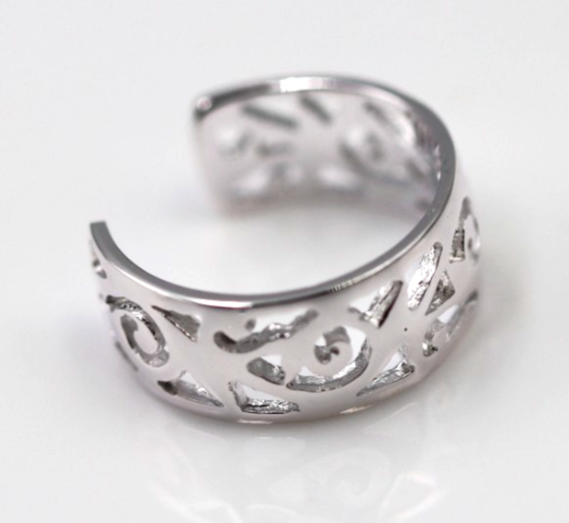 Kaedesigns, Genuine Sterling Silver 925 7mm Wide Filigree Toe Ring