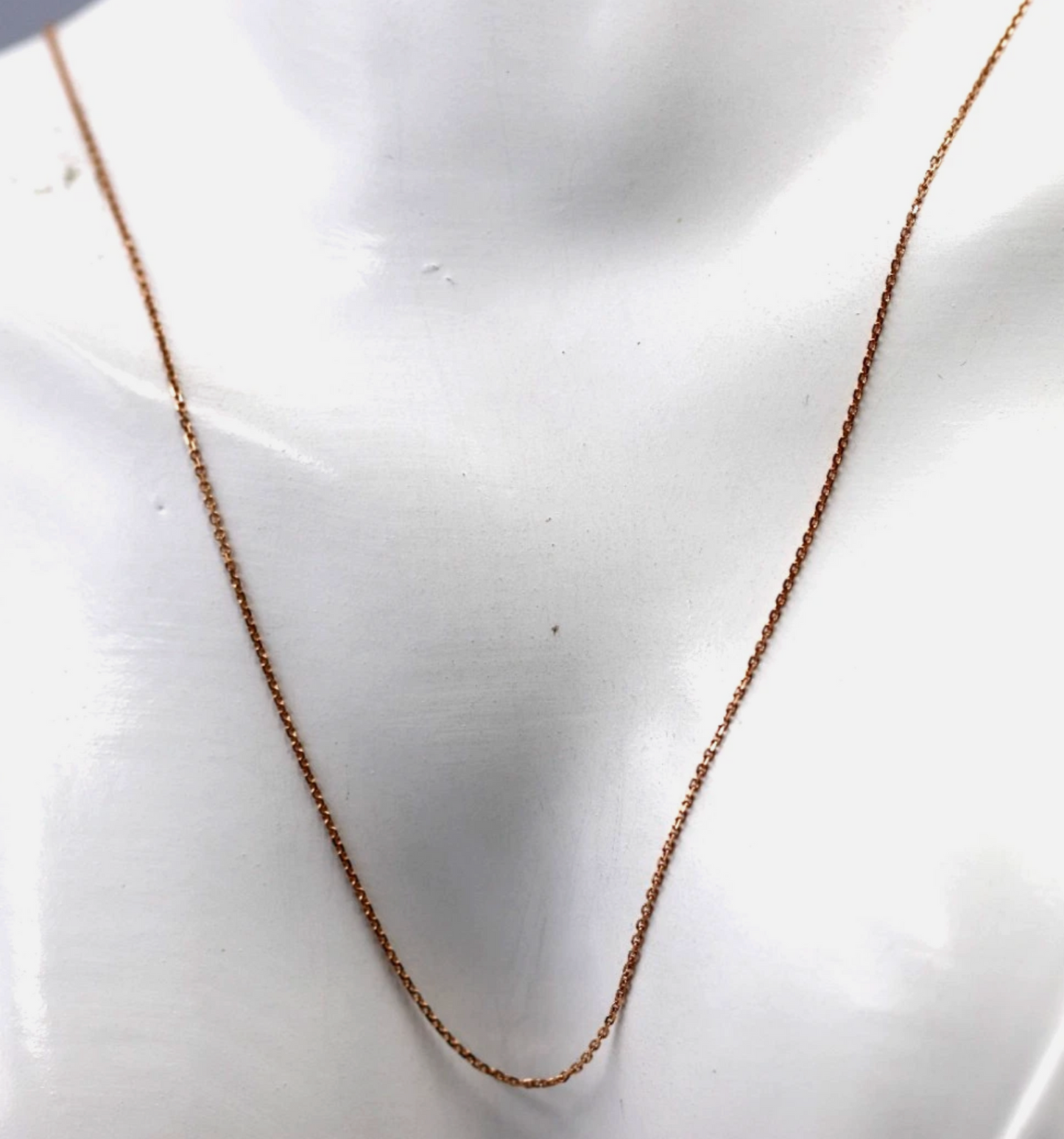 Genuine 18ct 18K 750 Rose Gold Cable Thin Chain Necklace 50cm 1.32g