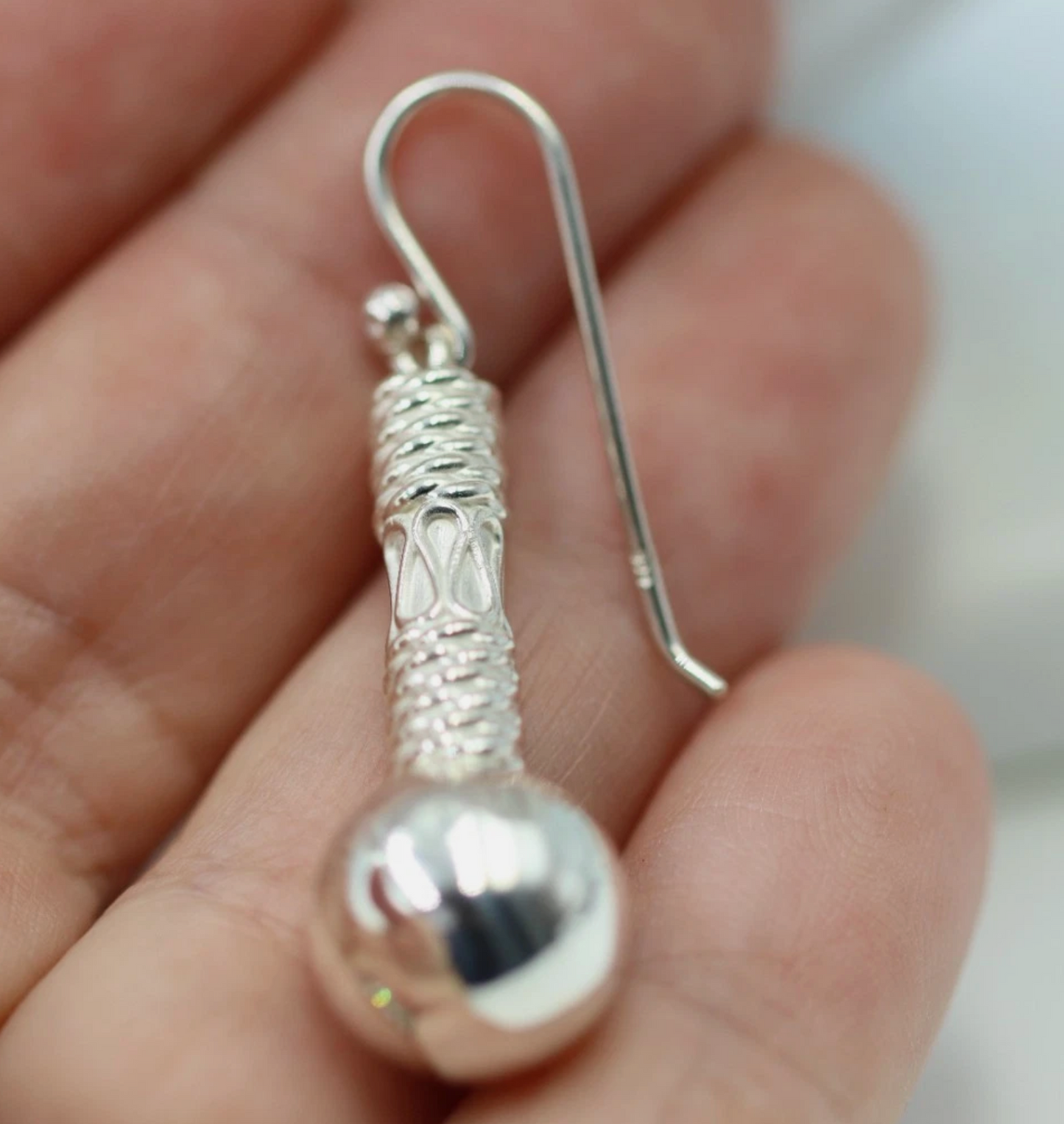 Sterling Silver 925 12mm Handmade Heavy Hook Ball Earrings 12.8g