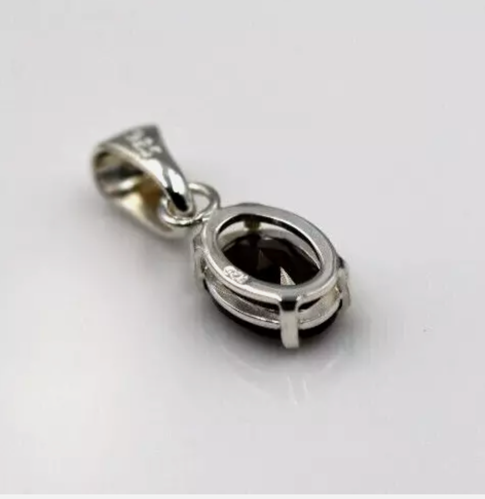 Kaedesigns New Sterling Silver 925 Oval Smoky Quartz Pendant / Charm