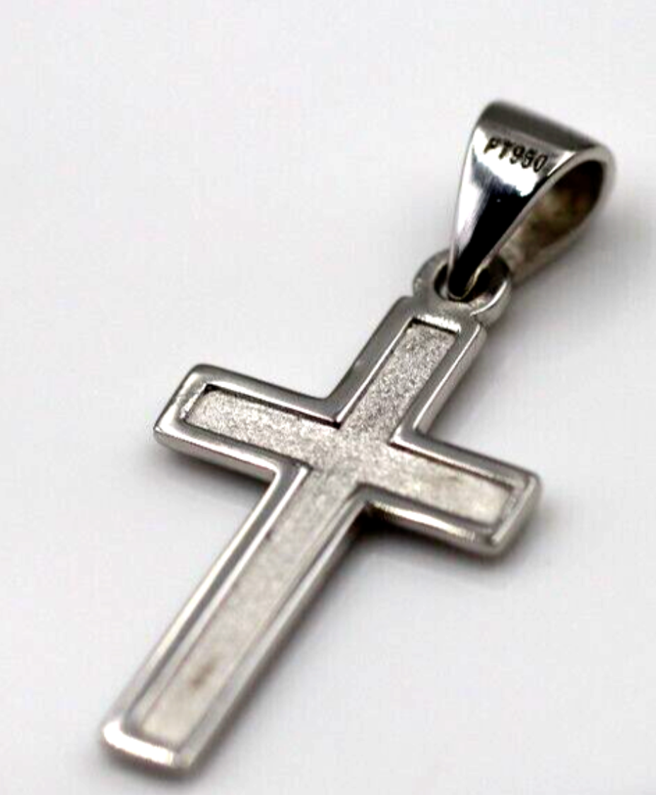 Genuine 9ct 9K Platinum PL 950 Plain Cross Pendant