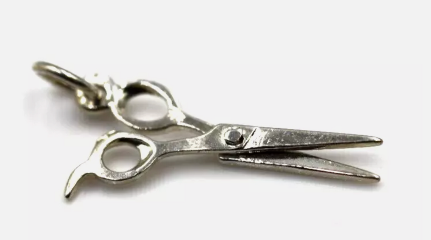 Sterling Silver 925 Scissors Hairdresser 3D Pendant Or Charm