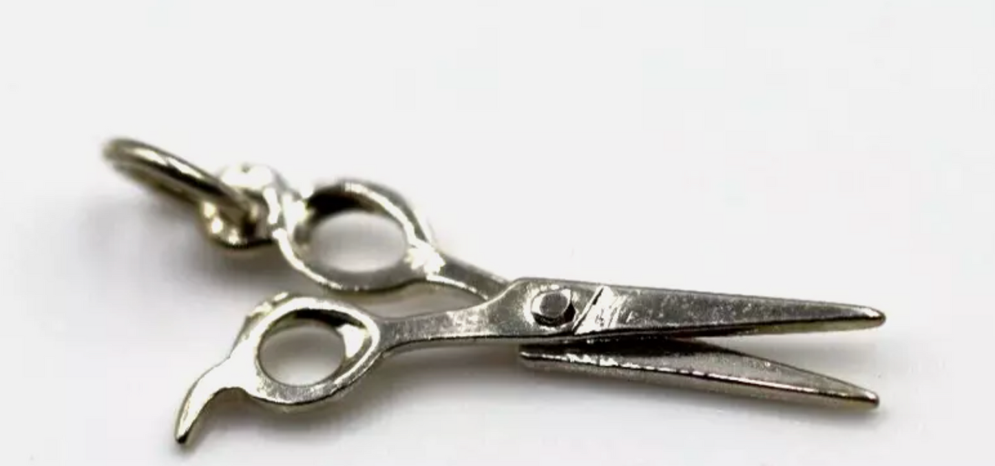Sterling Silver 925 Scissors Hairdresser 3D Pendant Or Charm
