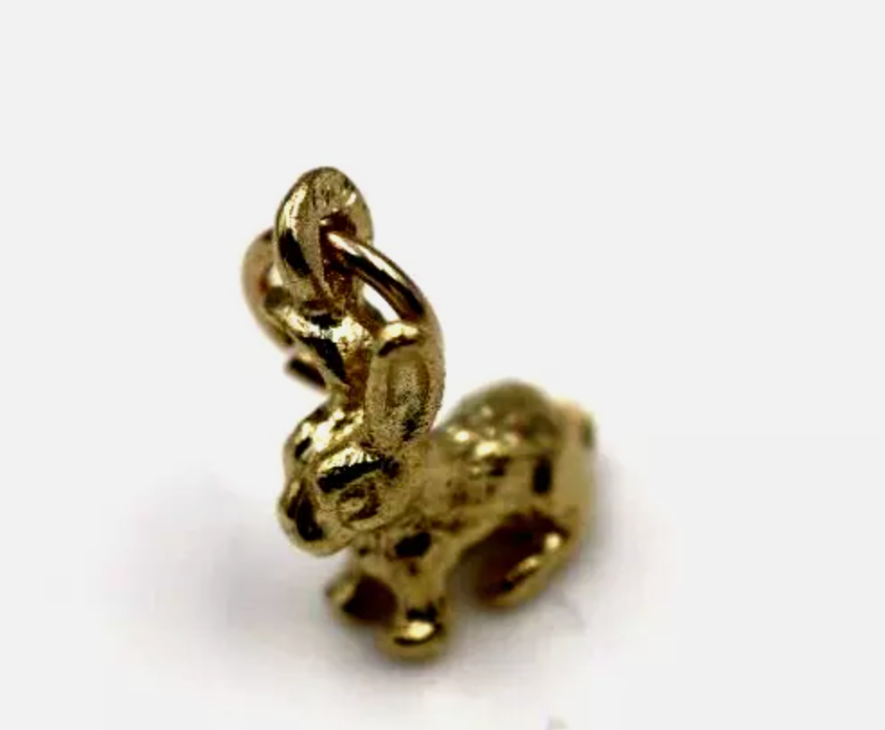 Genuine 9ct Yellow Gold 375 Rabbit Charm or Pendant charm + jump ring