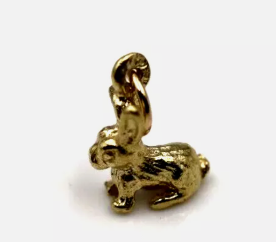Genuine 9ct Yellow Gold 375 Rabbit Charm or Pendant charm + jump ring