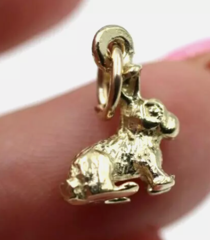 Genuine 9ct Yellow Gold 375 Rabbit Charm or Pendant charm + jump ring