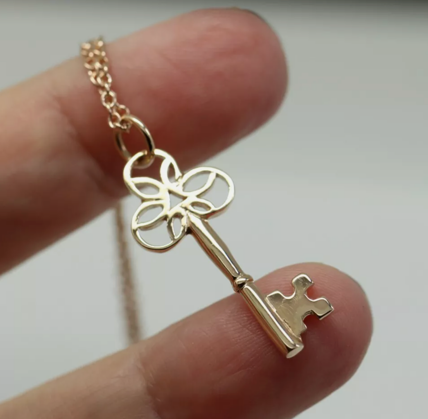 Genuine 9ct Rose Gold 375 Belcher Chain Necklace 50cm + Key Pendant 21st Of 18th