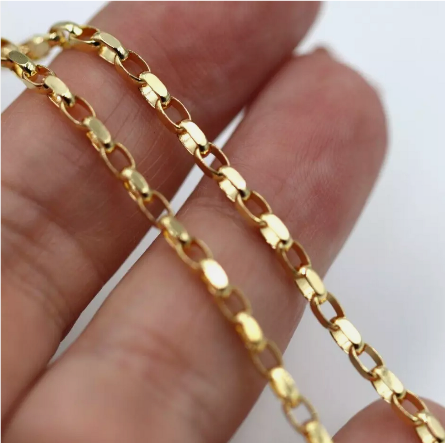 Genuine 60cm long 9ct Yellow Gold Oval Belcher Diamond Cut Necklace