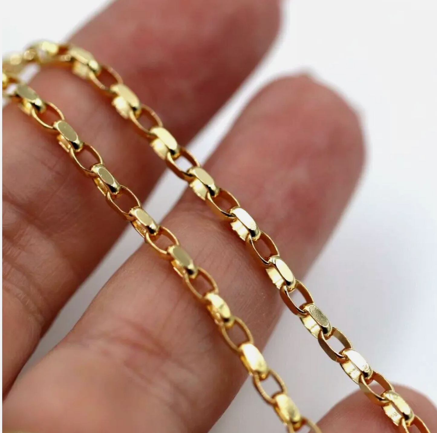 Genuine 60cm long 9ct Yellow Gold Oval Belcher Diamond Cut Necklace