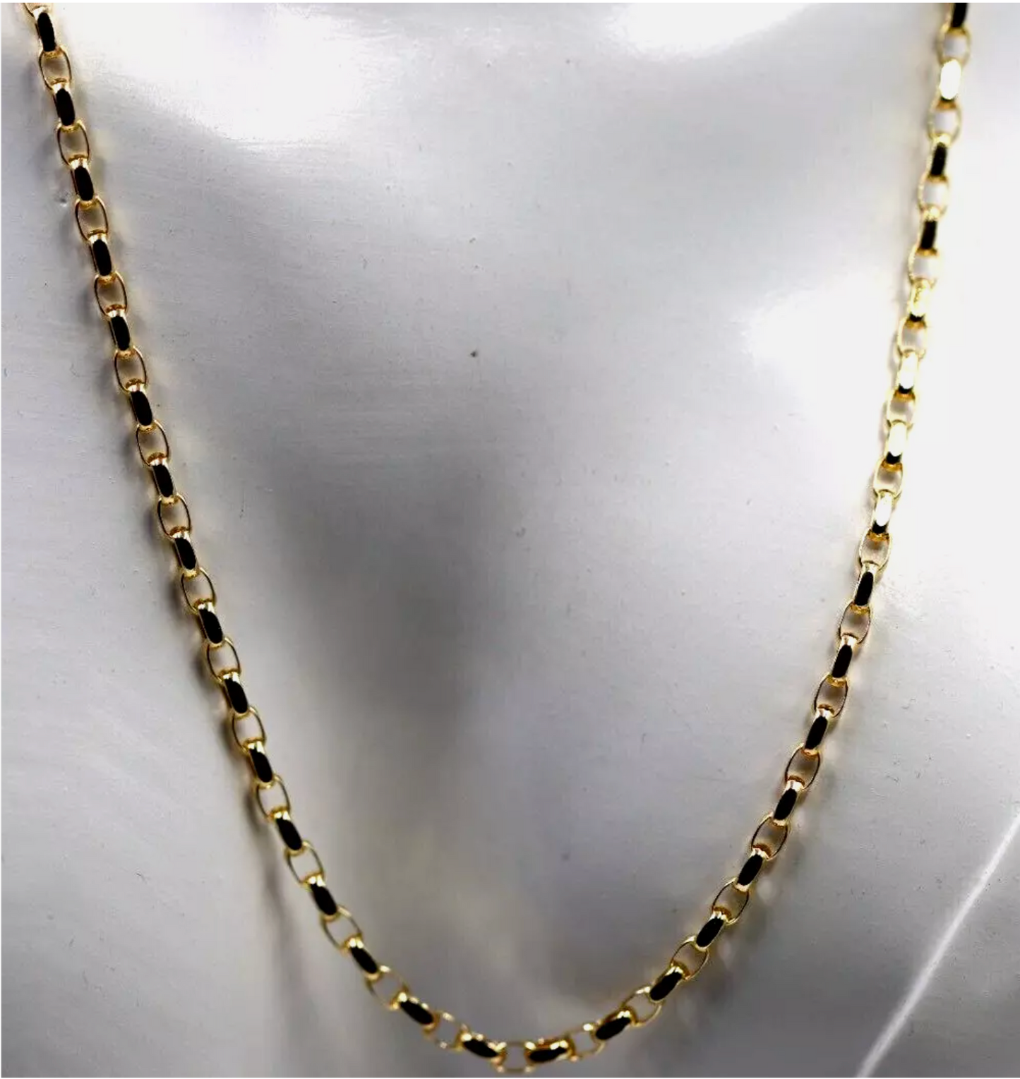 Genuine 60cm long 9ct Yellow Gold Oval Belcher Diamond Cut Necklace