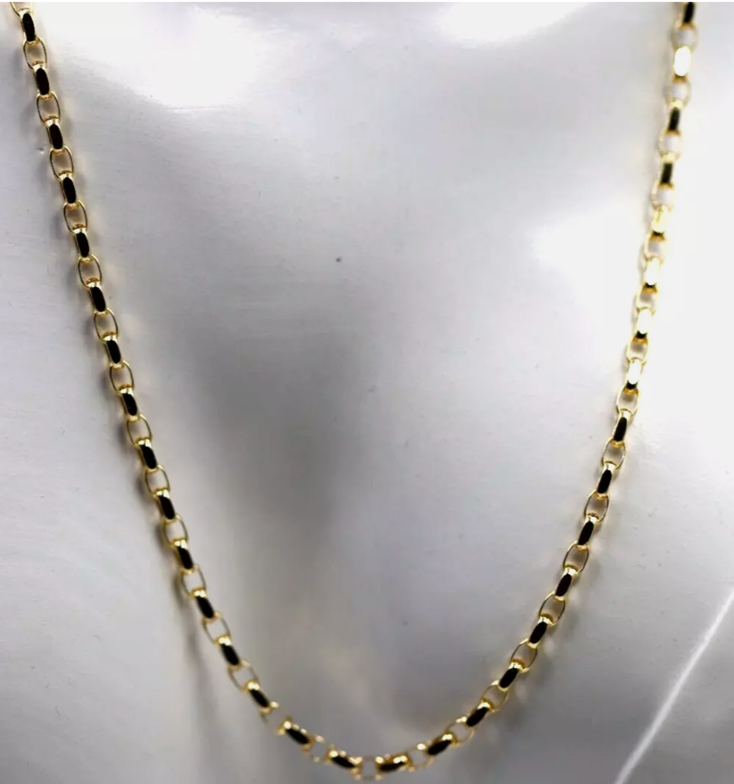 Genuine 60cm long 9ct Yellow Gold Oval Belcher Diamond Cut Necklace