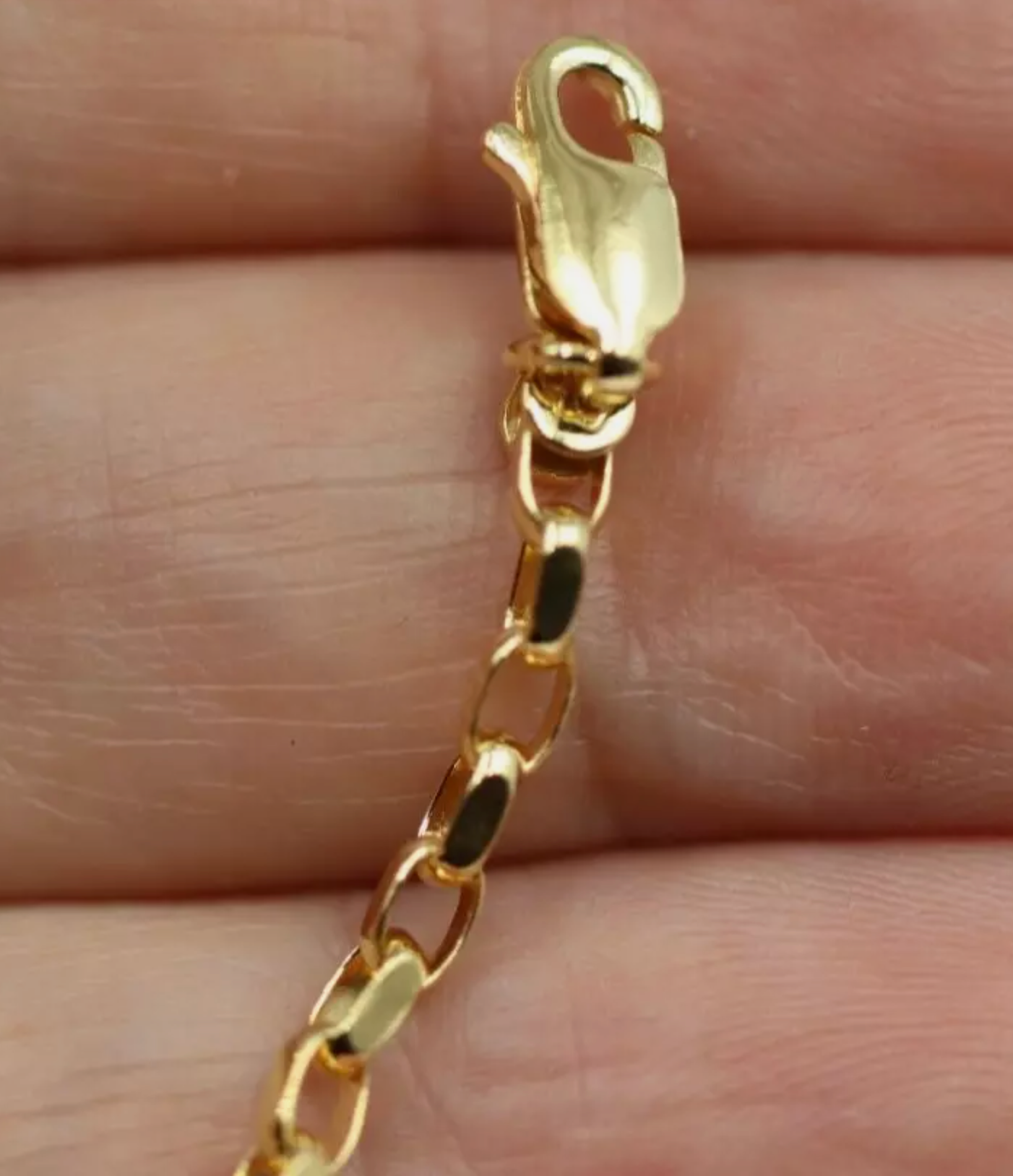 Genuine 60cm long 9ct Yellow Gold Oval Belcher Diamond Cut Necklace