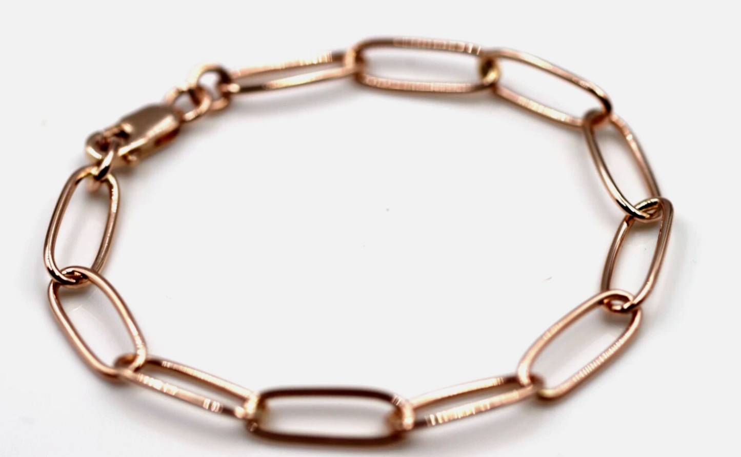 Genuine Handmade 17cm Solid 9ct Yellow, Rose or White Gold Paper Clip Paperclip Bracelet