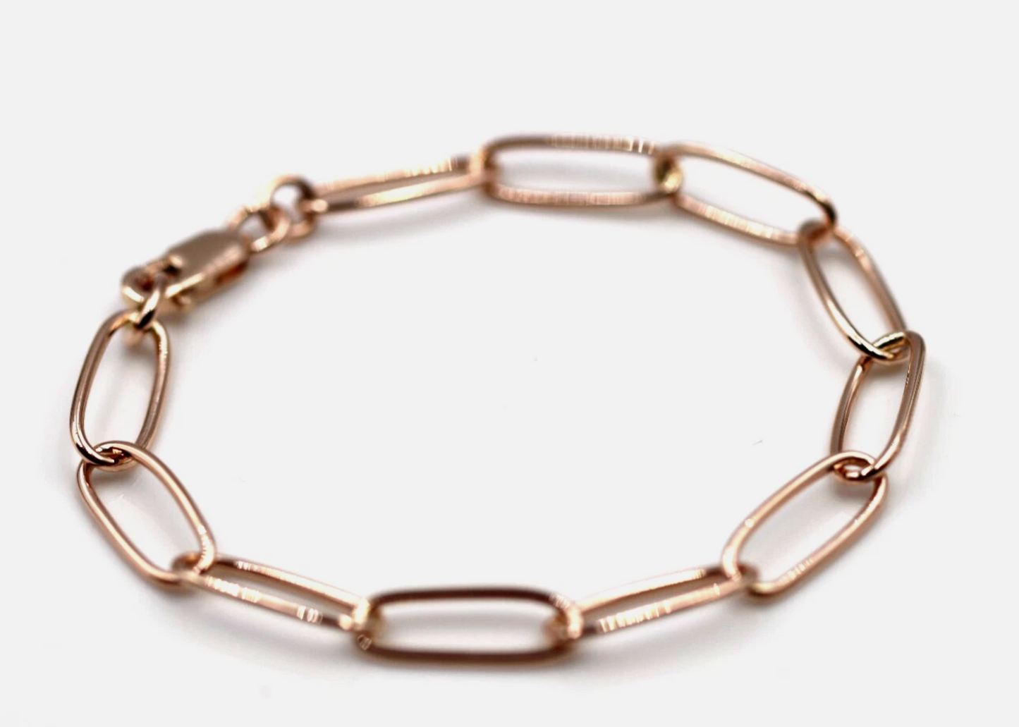 Genuine Handmade 17cm Solid 9ct Yellow, Rose or White Gold Paper Clip Paperclip Bracelet