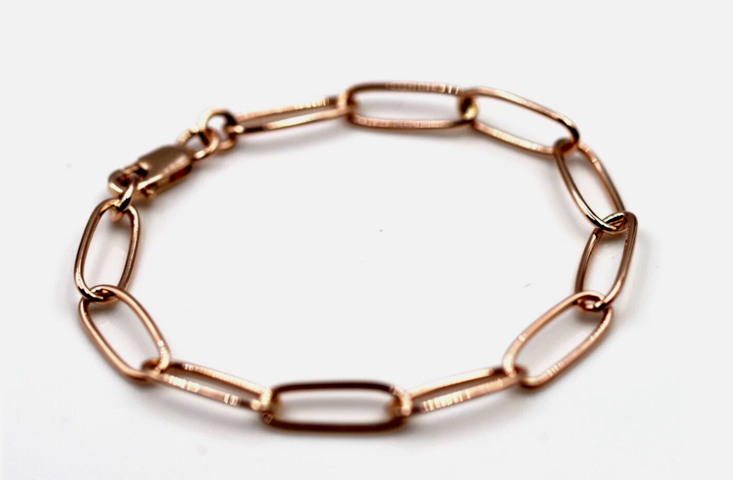Genuine Handmade 17cm Solid 9ct Yellow, Rose or White Gold Paper Clip Paperclip Bracelet