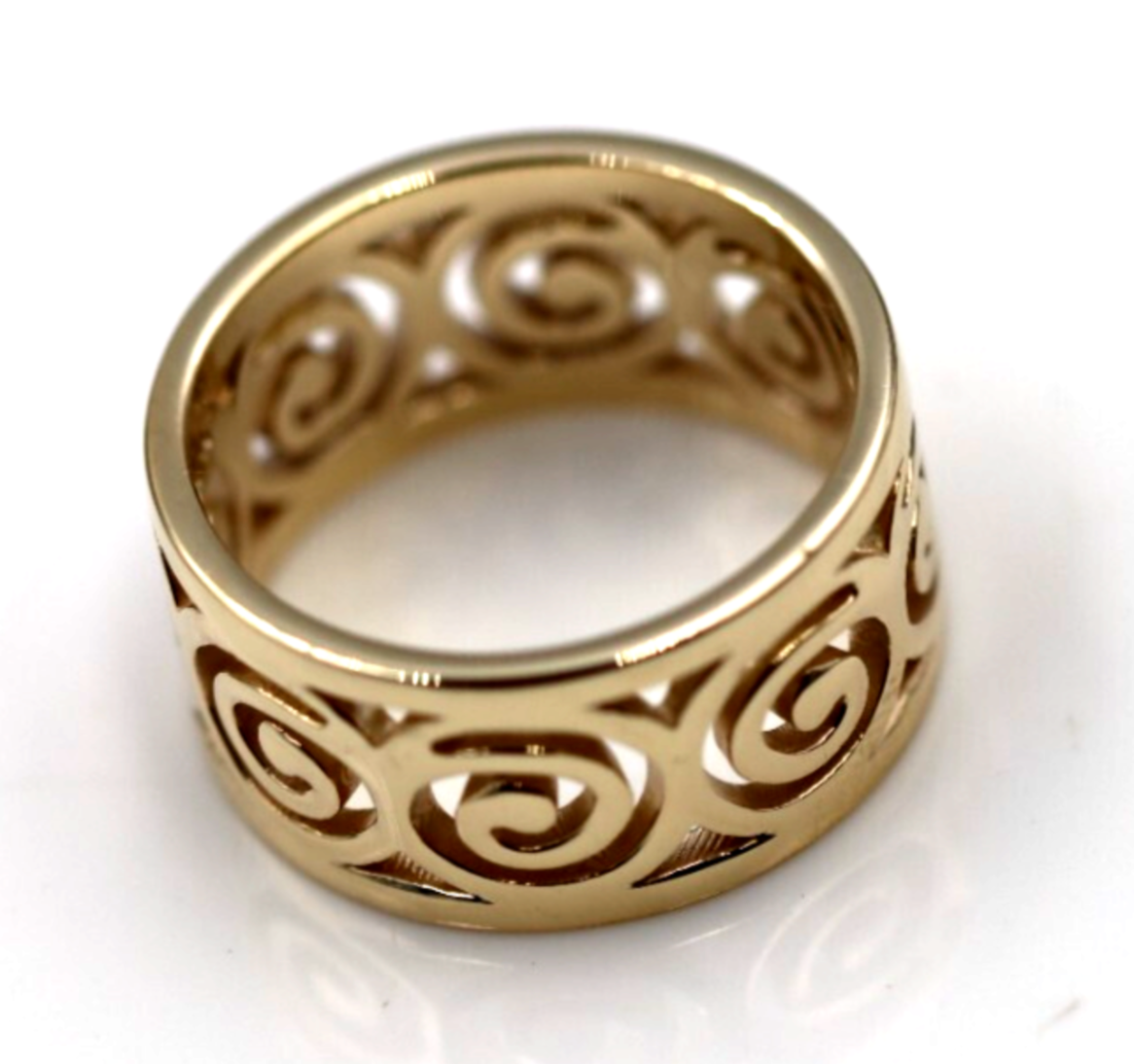 Size O - 10mm Wide Solid Genuine 9ct 9k Yellow, Rose or White Gold Swirl Surf Wave Ring