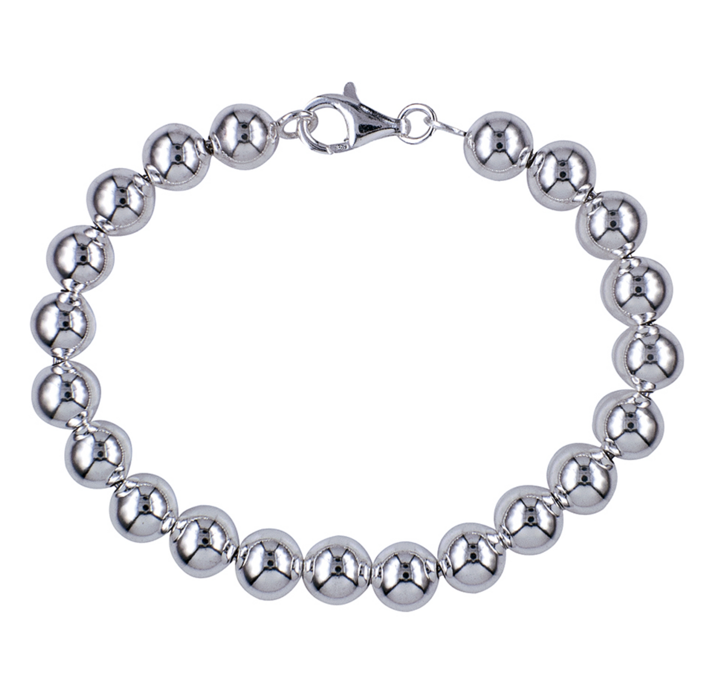 Sterling Silver 925 8mm Ball Bracelet 19cm long